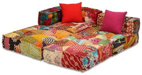 vidaXL Κάθισμα - Πουφ Τριθέσιο Αρθρωτό Patchwork Υφασμάτινο