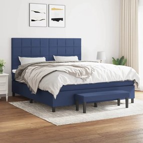 Κρεβάτι Boxspring με Στρώμα Μπλε 160x200 εκ. Υφασμάτινο