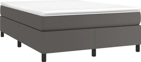 vidaXL Κρεβάτι Boxspring με Στρώμα Γκρι 140x190εκ. από Συνθετικό Δέρμα