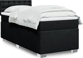 vidaXL Κρεβάτι Boxspring με Στρώμα Μαύρο 90x200 εκ. Υφασμάτινο