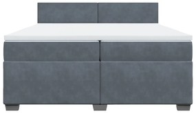 vidaXL Κρεβάτι Boxspring με Στρώμα Σκούρο Γκρι 200x200 εκ. Βελούδινο