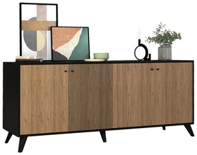 BUFFET KRUDEN  MELAMINE IN BLACK-NATURAL 180x40x78.6Hcm.