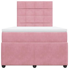 vidaXL Κρεβάτι Boxspring με Στρώμα Ροζ 120x200 εκ. Βελούδινο