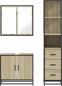 vidaXL Σετ Επίπλων Μπάνιου 3 Τεμαχίων Sonoma Δρυς Επεξεργασμένο Ξύλο