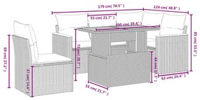 vidaXL Σαλόνι Κήπου 6 Τεμαχίων από Γκρι Συνθετικό Ρατάν με Μαξιλάρια