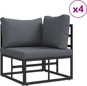 vidaXL Σετ Καναπέ Κήπου 7 τμχ. Μαύρο Αλουμίνιο