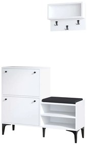 Έπιπλο Εισόδου Bred 393MRD1277 110x35x92cm White-Black Μοριοσανίδα, Μελαμίνη
