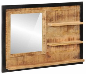 Καθρέφτης με Ράφια 80x8x55 εκ. Γυαλί και Μασίφ Ξύλο Μάνγκο