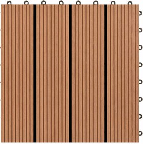 vidaXL Πλάκα Κατασκευής 11 pcs Καφέ 30 x 30 cm WPC