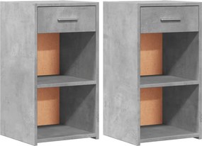 vidaXL Κομοδίνα 2 τεμ. Γκρι Σκυροδέμ. 35x34x65 από Επεξεργ. Ξύλο