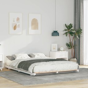 vidaXL Κρεβάτι δαπέδου Λευκό 140 x 200 cm Μασίφ ξύλο πεύκου