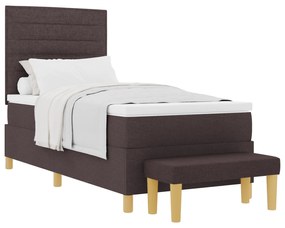 vidaXL Κρεβάτι με Στρώμα & Πάγκο Καφέ 90x200 εκ Υφάσματα