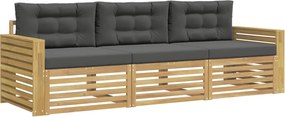 vidaXL Σειρά Καναπέ Εξωτερικού 3 pcs Άσπρο και Ανθρακί