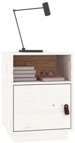 vidaXL Κομοδίνα 2 τεμ. Λευκά 40 x 34 x 55 εκ. από Μασίφ Ξύλο Πεύκου