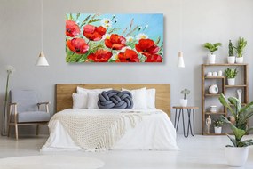 Εικόνα με κόκκινες παπαρούνες στο χωράφι - 100x50