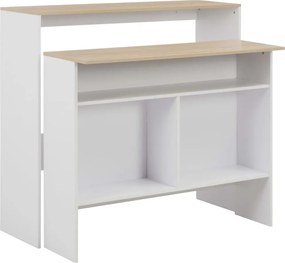 vidaXL Τραπέζι Μπαρ με 2 Επιφάνειες Λευκό / Δρυός 130 x 40 x 120 εκ.