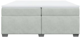 vidaXL Κρεβάτι Boxspring με Στρώμα Ανοιχτό Γκρι 200x200 εκ. Βελούδινο