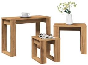 Φωλιά τραπεζιών 3 τεμαχίων Ξύλο Τεχνικής Δρυς