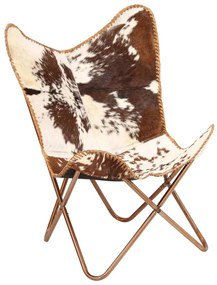 Καρέκλα Πεταλούδα Καφέ και Λευκό από Γνήσιο Δέρμα Κατσίκας - Καφέ