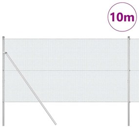 vidaXL Φράχτης με Στήλες. Ασημί 1.2 x 10 m Ατσάλι