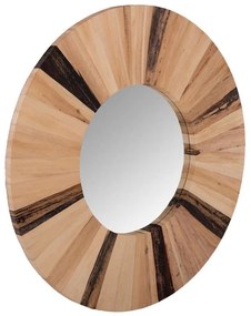 Καθρέπτης Τοίχου Στρογγυλός HM7839 Φ120x4cm Πλαίσιο Ίνες Φοίνικα Natural Ξύλο,Γυαλί