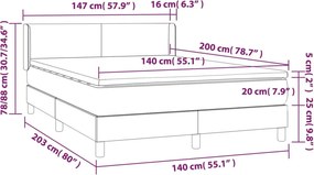 vidaXL Κρεβάτι Boxspring με Στρώμα Μαύρο 140x200 εκ. Υφασμάτινο