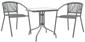 Σετ κήπου - Τραπεζαρία Watson - Lindaria 3 τεμ. μέταλλο - γυαλί ανθρακί 70x70x70 εκ. 70x70x70 εκ.