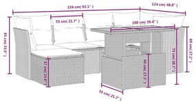 vidaXL Σαλόνι Κήπου Σετ 7 τεμ. Μπεζ Συνθετικό Ρατάν με Μαξιλάρια