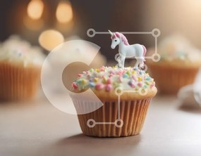 Intra Συλλεκτικό Ξύλινο Παζλ Plywood  4mm - Μονόκερος Cupcake με πολύχρωμα πασπάλισμα και κερί Σε Ξύλινο Κουτί - Διαστάσεις: 10x10 cm – 25 κομμάτια
