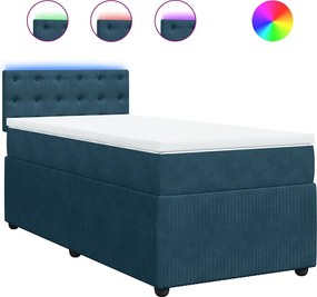 vidaXL Κρεβάτι Boxspring με Στρώμα Μπλε 80 x 200 εκ. Βελούδινο
