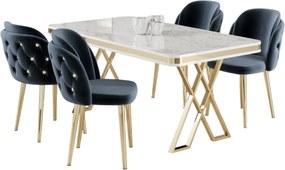 Dining Table &amp; Chairs Set (5 Pieces) Rigel - White, Gold, Anthracite White
Gold
Anthracite