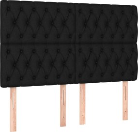 vidaXL Κρεβάτι Boxspring με Στρώμα Μαύρο 140x190 εκ. Υφασμάτινο