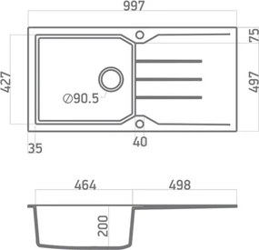 Sanitec Ultra Granite 811 (100x50) - Γρανιτένιος νεροχύτης - Sienna