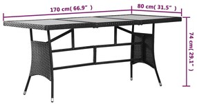 ΤΡΑΠΕΖΙ ΚΗΠΟΥ ΜΑΥΡΟ 170 X 80 X 74 ΕΚ. ΑΠΟ ΣΥΝΘΕΤΙΚΟ ΡΑΤΑΝ 318714