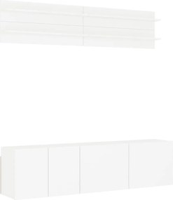 vidaXL Επιτοίχια Έπιπλα Τηλεόρασης 6 τεμαχίων από Λευκό Τεχνικά Ξύλο