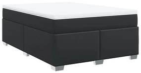 vidaXL Κρεβάτι Boxspring με Στρώμα Μαύρο 140x190εκ.από Συνθετικό Δέρμα