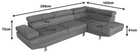 Γωνιακός Καναπές Delfie Αριστερή Γωνία σε Γκρί 260x163x72 εκ. 260x163x72 εκ.