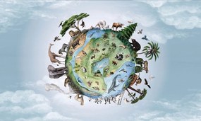 Animals of Earth Ταπετσαρια Τοιχου Ανοιχτο Μπλε Επιθυμητη Διασταση
