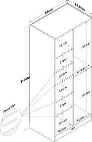 Ντουλάπα Λευκό BROBRER 90x57.5x210