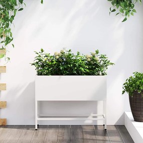 vidaXL Υψωμένη Γλάστρα Κήπου Λευκό 60 x 26 x 45 εκ Ατσάλι