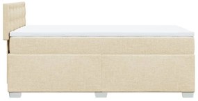 vidaXL Κρεβάτι Boxspring με Στρώμα Κρεμ 90x190 εκ.Υφασμάτινο