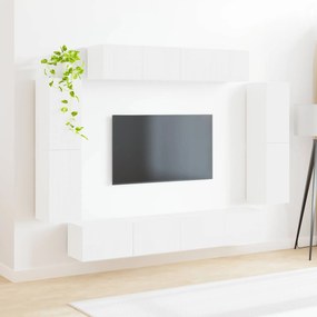 vidaXL Ντουλάπι TV 8 pcs Υψηλής γυαλάδας λευκό