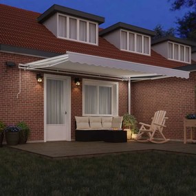 vidaXL Αναδιπλούμενη τέντα Λευκό 450 x 350 εκ Ύφασμα και αλουμίνιο
