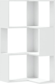 vidaXL Βιβλιοθήκη Γωνιακή 3 Επ. Λευκή 50x50x102εκ Επεξ. Ξύλο