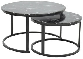 Intrahome Τραπέζι σαλονιού Revelon Intrahome σετ 2τεμ mdf σε απόχρωση μαύρο όψης μαρμάρου 80x80x45εκ | SKU: INTRAPA-303111169
