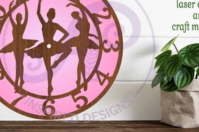 Σετ των 3 Intra απο ξύλο plywood 3mm-4mm πάχος Μπαλαρίνα Ρολόι τοίχου με λέιζερ Δίασταση 8x8 cm INTRAFABR-96696070