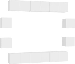 vidaXL Έπιπλα Τηλεόρασης Σετ 10 Τεμαχίων Λευκό από Μοριοσανίδα