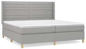 vidaXL Κρεβάτι Boxspring με Στρώμα Ανοιχτό Γκρι 200x200 εκ. Υφασμάτινο