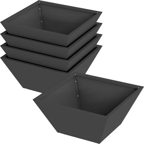 vidaXL Γλάστρα Κήπου 5 pcs Μαύρο 35 x 35 x 15 εκ.