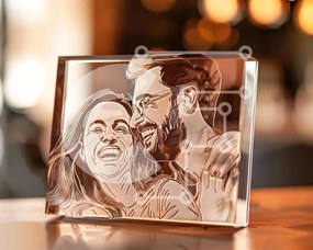 Intra Συλλεκτικό Ξύλινο Παζλ Plywood 4mm - Δύο άτομα σε ακρυλικό μπλοκ Σε Ξύλινο Κουτί - Διαστάσεις Puzzle: 10x10 cm – 25 κομμάτια